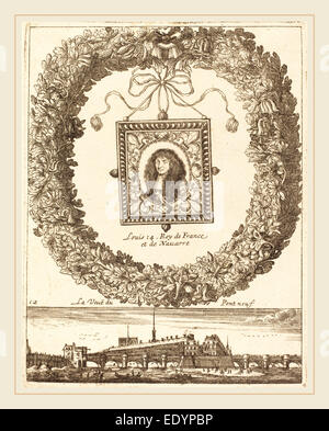 François Le Febvre, Français (actif 1635-1657), la veue du Pont Neuf ; Louis XIV Roy de Franceet de Navarre, probablement 1665 Banque D'Images