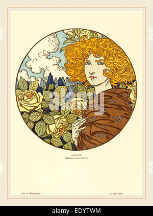 Eugène Grasset, Jalousie (la jalousie), français, 1841-1917, à la main, lithographie sur papier vélin Banque D'Images