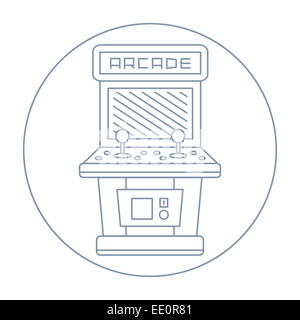 Ligne simple d'arcade jeu vintage isolés icône illustration sur fond blanc Banque D'Images