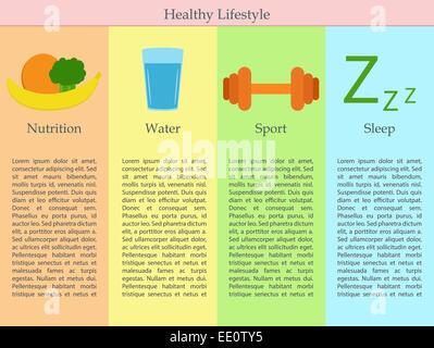 L'infographie de mode de vie sain Banque D'Images