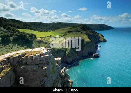 Vue du Rocher du Château, la Vallée des Roches, North Devon Banque D'Images