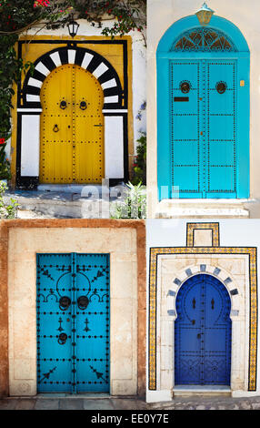 Portes de Sidi Bou Said. La Gulett, Tunisie. Ville blanc et bleu Banque D'Images