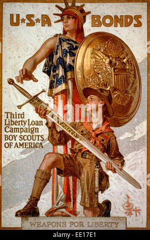 USA Obligations - troisième campagne d'emprunt de la Liberté - Boy Scouts of America Des armes pour la liberté, de l'affiche 1917 Banque D'Images