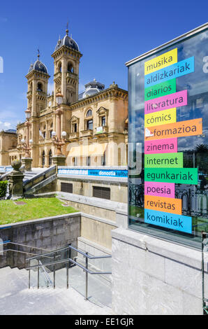 L'Hôtel de ville et Bibliothèque Centrale Alderdi Eder, Gipuzkoa, Donostia-San Sebastián, Espagne Banque D'Images