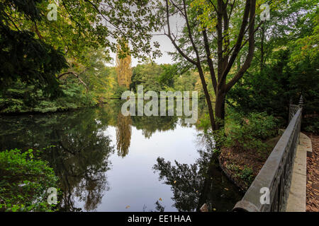 Soirée d'automne dans le parc du Tiergarten, Lac avec des réflexions, Berlin, Germany, Europe Banque D'Images