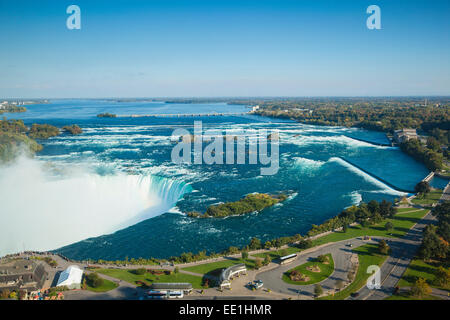 Avis de Horseshoe Falls, Niagara Falls, Niagara, frontière de l'État de New York, et de l'Ontario, au Canada, en Amérique du Nord Banque D'Images