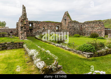 L'abandonné ruines de l'ancien couvent sur l'île d'Iona, dans l'ouest de l'îles Hébrides, Ecosse, Royaume-Uni, Europe Banque D'Images