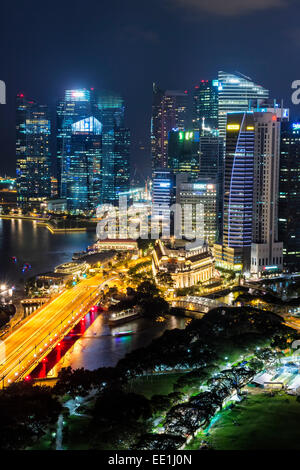 Centre-ville Quartier des affaires central de nuit, à Singapour, en Asie du Sud-Est, l'Asie Banque D'Images