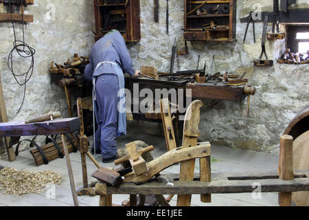 Atelier de menuiserie dans le musée folklorique ethnologique Staro Selo dans le nord du comté de Kumrovec, Zagorje, Croatie Banque D'Images