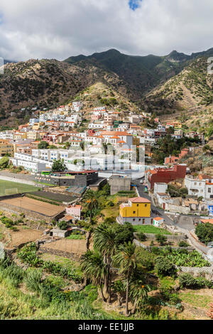 Vue de Vallehermoso sur l'île de La Gomera, la deuxième plus petite île des Canaries, l'Espagne, de l'Atlantique, de l'Europe Banque D'Images