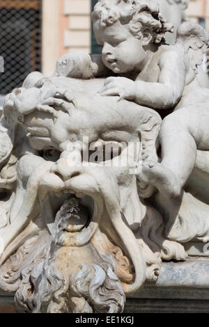 Détail de Fontana del Nettuno (fontaine de Neptune) à Piazza Navona, Rome, Latium, Italie, Europe Banque D'Images