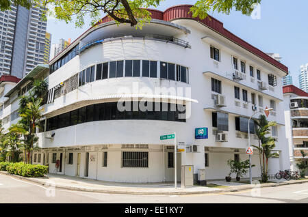 Bâtiments de style architectural Streamline Moderne dans le Tiong Bahru Estate, Singapore Banque D'Images