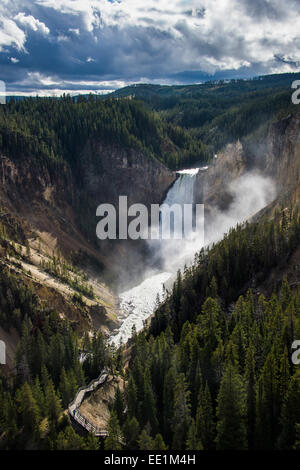 L'Upper Falls dans le Grand Canyon de Yellowstone dans le Parc National de Yellowstone, UNESCO World Heritage Site, Wyoming, USA Banque D'Images