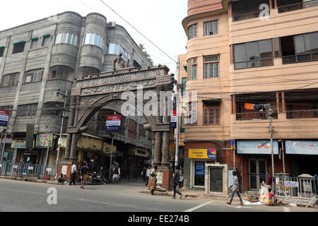 Thakurbari porte principale, accueil de Rabindranath Tagore à Jorasanko, Kolkata, West Bengal, India Banque D'Images