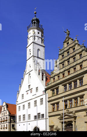 Deutschland, Bayern, Rothenburg ob der Tauber, Rathaus, Rathausturm, Marktplatz, Gebaeude, Haus, Architektur, Erker, à la façade, Banque D'Images