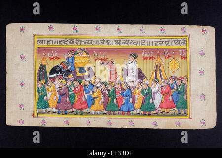 Peinture miniature du Rajasthan du Rajasthan, en Inde. Probablement fin du 19e siècle ou au début du xxe siècle. Banque D'Images