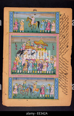 Peinture miniature du Rajasthan du Rajasthan, en Inde. Probablement fin du 19e siècle ou au début du xxe siècle. Banque D'Images