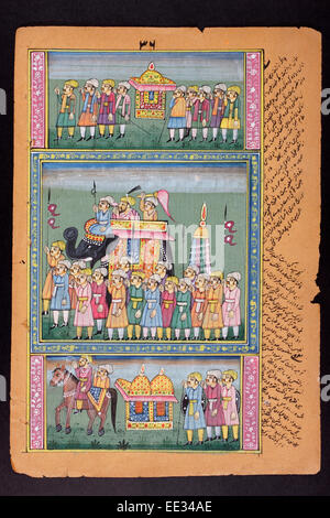 Peinture miniature du Rajasthan du Rajasthan, en Inde. Probablement fin du 19e siècle ou au début du xxe siècle. Banque D'Images