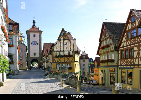 Deutschland, Bayern, Rothenburg ob der Tauber, Ploenplein, Siebersturm, 1385, Tor, 1360 Kobolzeller, Architektur, Bauwerk, Bauwer Banque D'Images