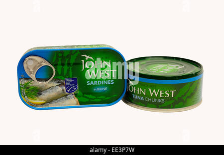 John West sardines et thon Banque D'Images
