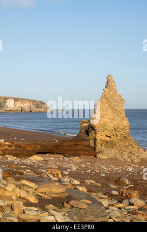 Pile sur la mer, plage de souffle Seaham, Angleterre du Nord-Est, Royaume-Uni Banque D'Images