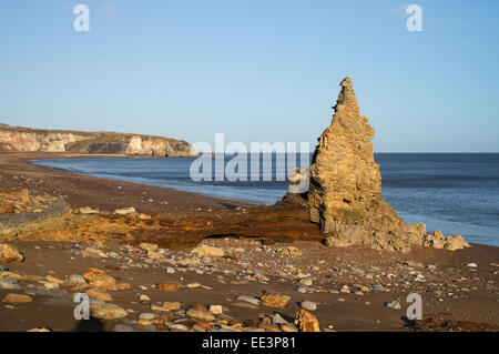 Pile sur la mer, plage de souffle Seaham, Angleterre du Nord-Est, Royaume-Uni Banque D'Images