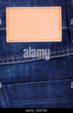 Label Jeans Denim foncé closeup Banque D'Images