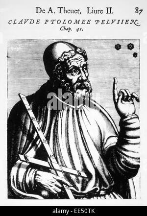 Claude Ptolémée (90-168 Greco-Egyptian AD), mathématicien et astronome, gravure sur bois de 'Les vrais Pourtraits et vies des hommes illustres", André Thevet, 1584 Banque D'Images