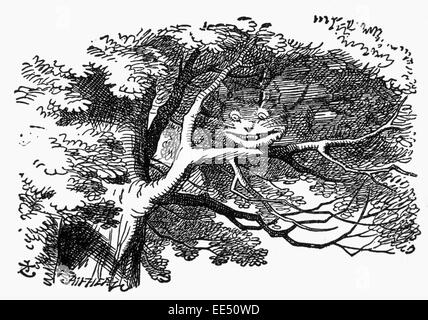 Chat de Cheshire, l'aventure d'Alice au Pays des merveilles de Lewis Carroll, Illustration, vers 1865 Banque D'Images