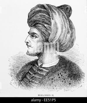 Mehmed II (1432-81), Sultan Ottoman, considéré comme le véritable fondateur de l'Empire Ottoman, gravure 1885 Banque D'Images