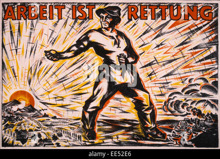 L'affiche de la politique allemande, 'le travail est Rescue' (Arbeit ist Rettung), 1925 Banque D'Images