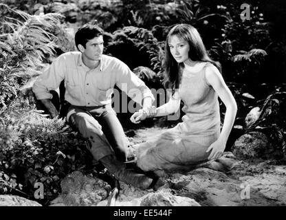 Anthony Perkins, Audrey Hepburn, sur-ensemble du film, 'Green Mansions', 1959 Banque D'Images