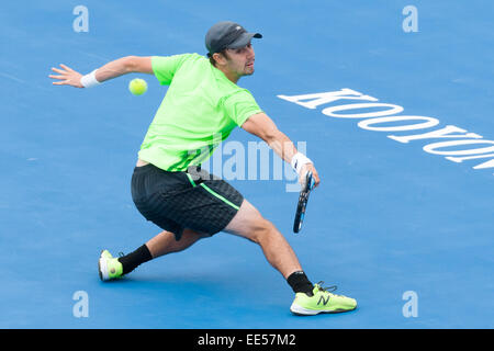 Melbourne, Australie. 14 Jan, 2015. La Jordanie Thompson (AUS) en action au jour 2 de la 2015 Kooyong Classic tournoi au Kooyong Lawn Tennis Club à Melbourne, Australie. Bas Sydney/Cal Sport Media/Alamy Live News Banque D'Images