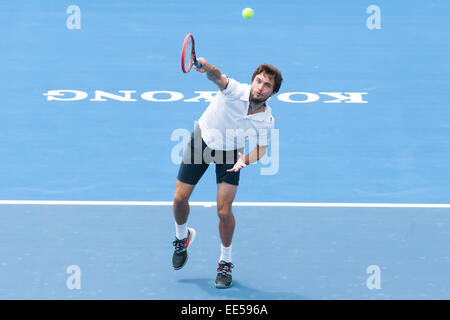 Melbourne, Australie. 14 Jan, 2015. Gilles Simon (FRA) en action au jour 2 de la 2015 Kooyong Classic tournoi au Kooyong Lawn Tennis Club à Melbourne, Australie. Bas Sydney/Cal Sport Media/Alamy Live News Banque D'Images