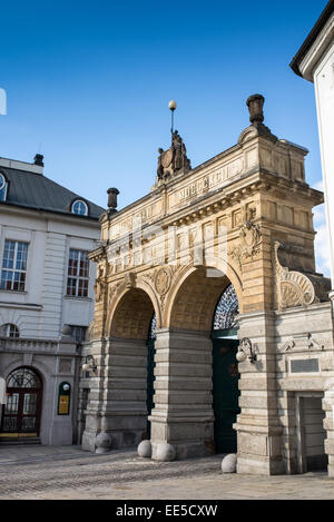 La porte historique, Pilsner Urquell Brewery, Pilsen, en Bohême, République Tchèque, Europe Banque D'Images