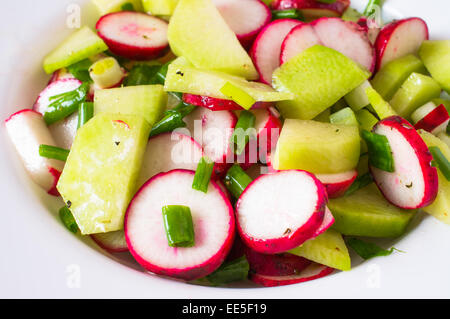 Différents types de salade de radis et d'oignons verts Banque D'Images
