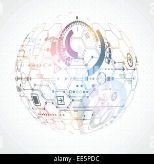 Résumé Contexte technologique avec divers éléments technologiques Illustration de Vecteur