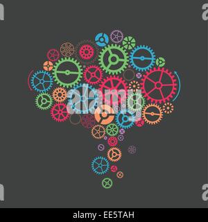 Gearslike colorés un cerveau. Abstract background Illustration de Vecteur