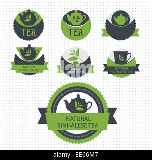 Ensemble de thé label. Vector Illustration de Vecteur