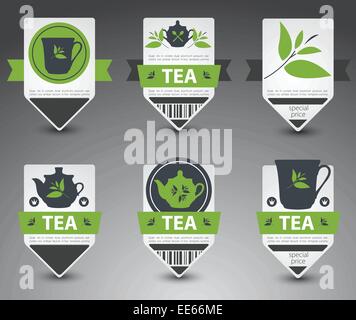 Ensemble de thé des étiquettes. Vector Illustration de Vecteur