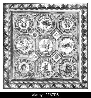 La mosaïque du pavé MM. Hare tessera Bristol conception romaine en carreaux de céramique carrelage au sol parquet ancien mosaïques Corinium Banque D'Images