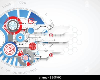 Résumé Contexte technologique avec des cercles et des flèches. Vector Illustration de Vecteur