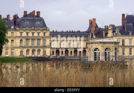 Parc, étang et le palais de Fontainebleau en France Banque D'Images