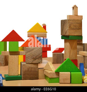 Ville de blocs de bois construit par un enfant Banque D'Images