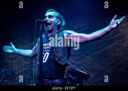 Milan Italie. 13 janvier 2015. Le groupe de rock italien LITFIBA effectue live at the music club Alcatraz pendant les 'Tetralogia des éléments d'' Credit : Rodolfo Sassano/Alamy Live News Banque D'Images