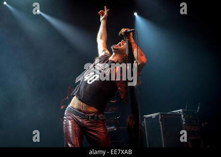 Milan Italie. 13 janvier 2015. Le groupe de rock italien LITFIBA effectue live at the music club Alcatraz pendant les 'Tetralogia des éléments d'' Credit : Rodolfo Sassano/Alamy Live News Banque D'Images