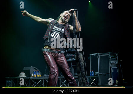 Milan Italie. 13 janvier 2015. Le groupe de rock italien LITFIBA effectue live at the music club Alcatraz pendant les 'Tetralogia des éléments d'' Credit : Rodolfo Sassano/Alamy Live News Banque D'Images