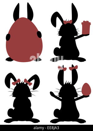 Big Bunny Collection - Silhouettes de mascottes lapin mignon femelle Banque D'Images