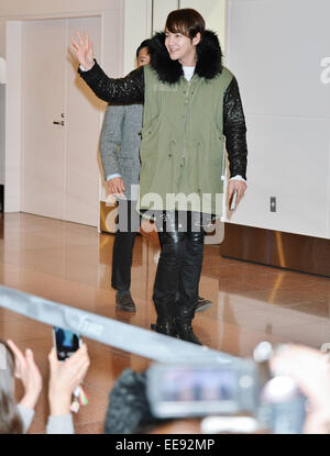 Jang Keun-Suk, Jan 14, 2015 : Tokyo, Japon : l'acteur coréen Jang Geun-suk arrive à l'Aéroport International de Tokyo à Tokyo, Japon, le 14 janvier 2015. (Photo de bla) Banque D'Images
