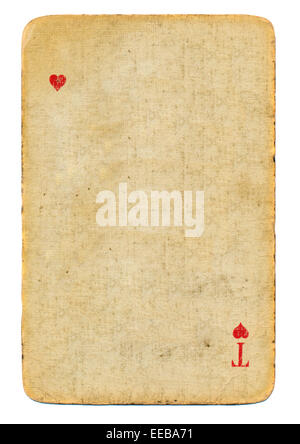 Carte à jouer ancienne Ace of Hearts background isolated on white Banque D'Images